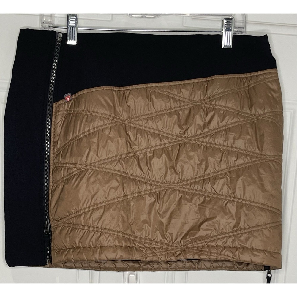 SKHOOP Women's XL Kari Mini Skirt Quilted Insulated Layer 2-Tone Brown Black Ski